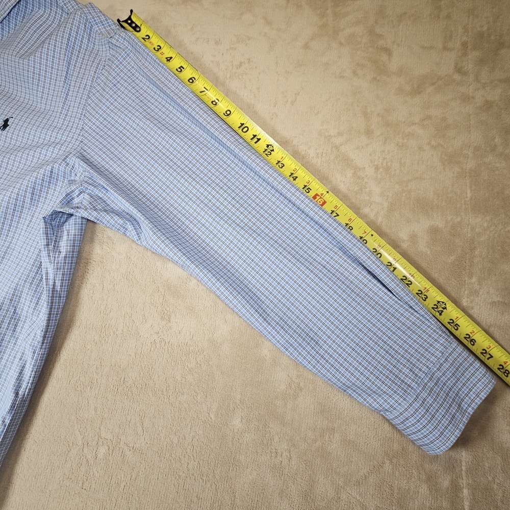 Ralph Lauren Mens XXL Classic Fit Blue Micro Check Cotton Button‎ Down Shirt - Picture 8 of 16